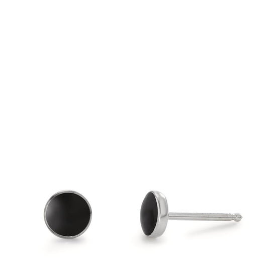 Clous d'oreilles Argent Onyx 2 Pierres Ø6 mm