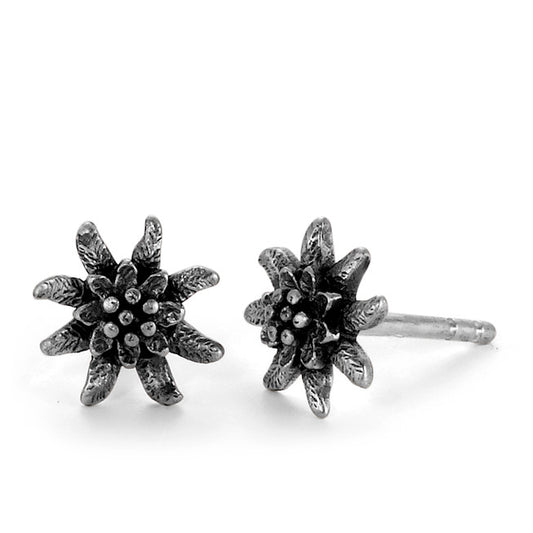 Clous d'oreilles Argent Patinée Edelweiss Ø7 mm