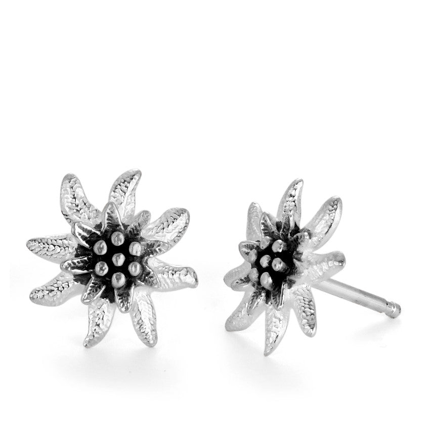 Clous d'oreilles Argent Patinée Edelweiss Ø11 mm