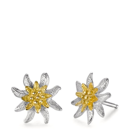 Clous d'oreilles Argent Bicolore Edelweiss Ø11 mm