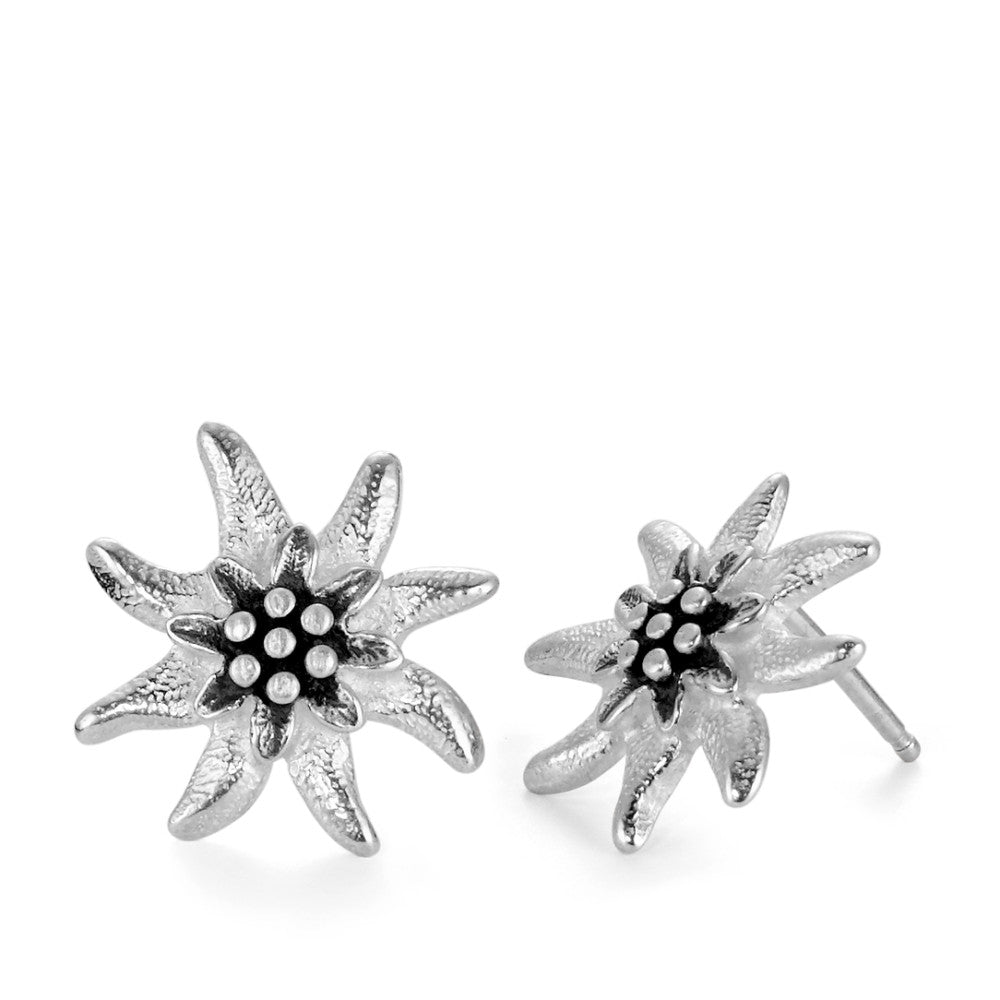 Clous d'oreilles Argent Patinée Edelweiss Ø15 mm