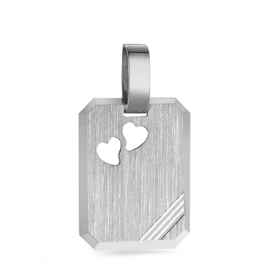 Pendentif avec gravure Argent Rhodié Coeur