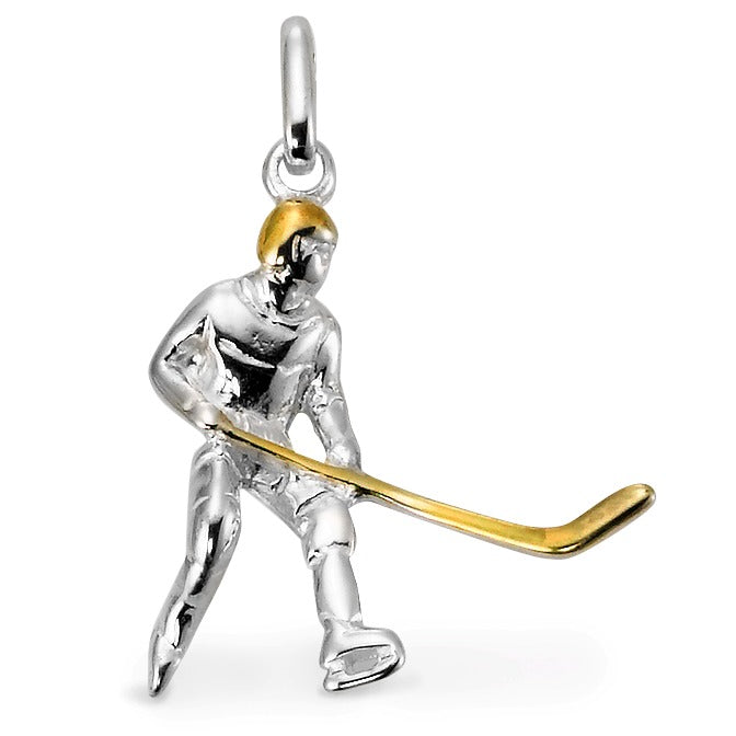 Pendentif Argent Bicolore Hockey sur Glace