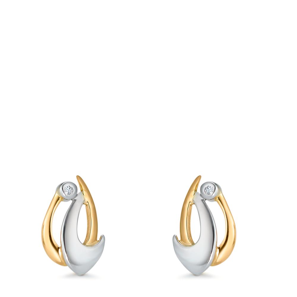 Ohrstecker 750/18 K Gelbgold, 750/18 K Weissgold Diamant 0.02 ct, 2 Steine, p1