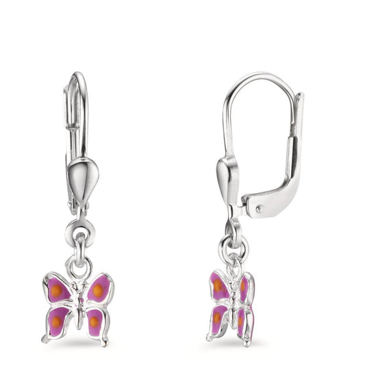 Pendant d'oreilles Argent Laqué Papillon