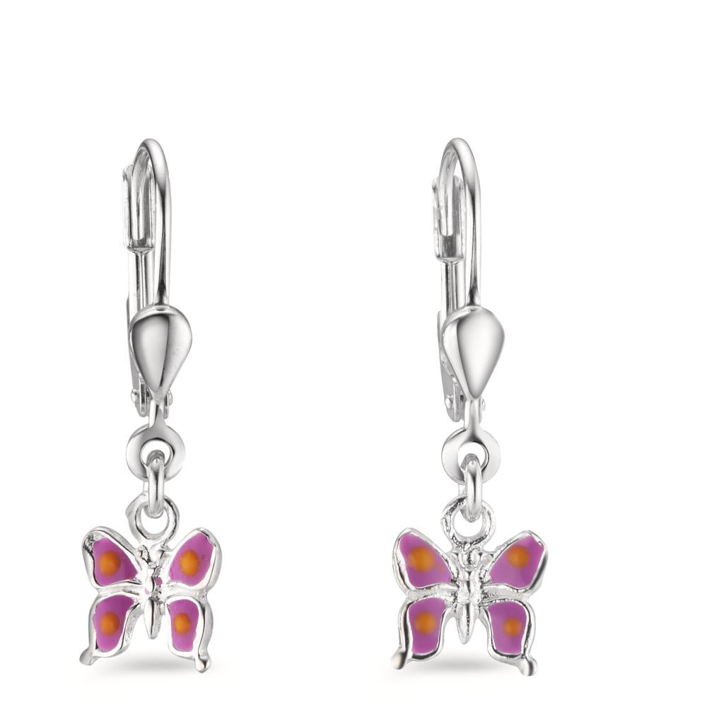 Pendant d'oreilles Argent Laqué Papillon