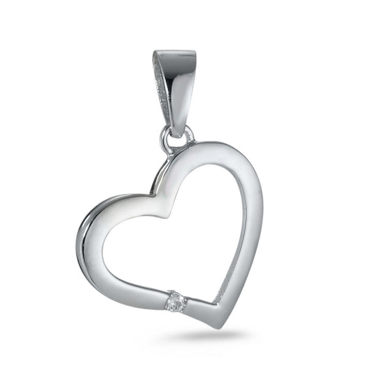 Pendentif Argent Zircone Rhodié Coeur