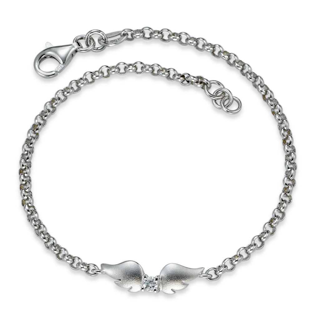 Bracciale Argento Zirconia rodiato Ala 18.5 cm Ø2.2 mm