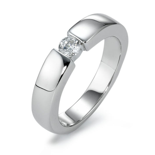 Bague solitaire Argent Zircone Rhodié