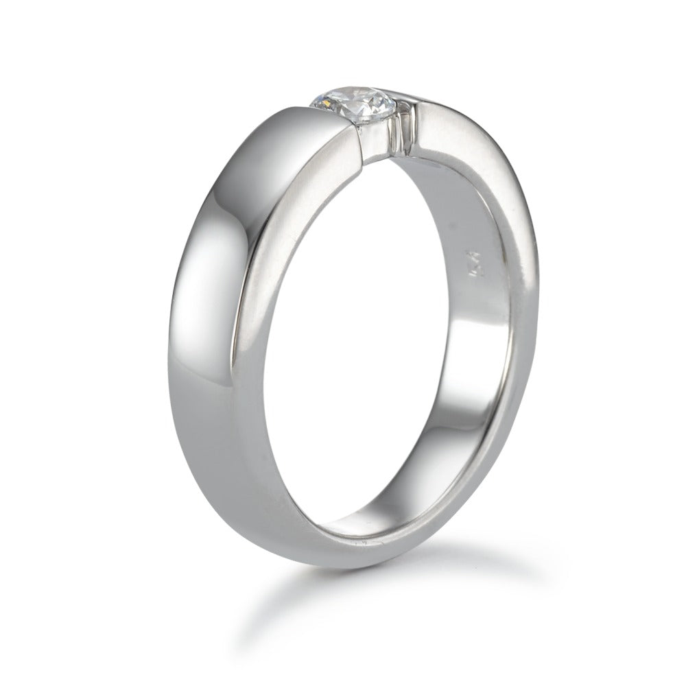 Bague solitaire Argent Zircone Rhodié