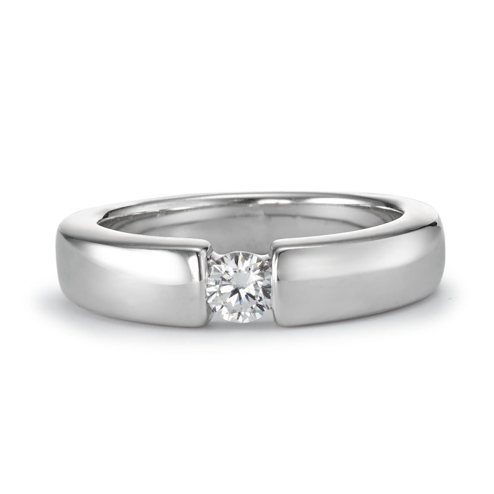 Bague solitaire Argent Zircone Rhodié