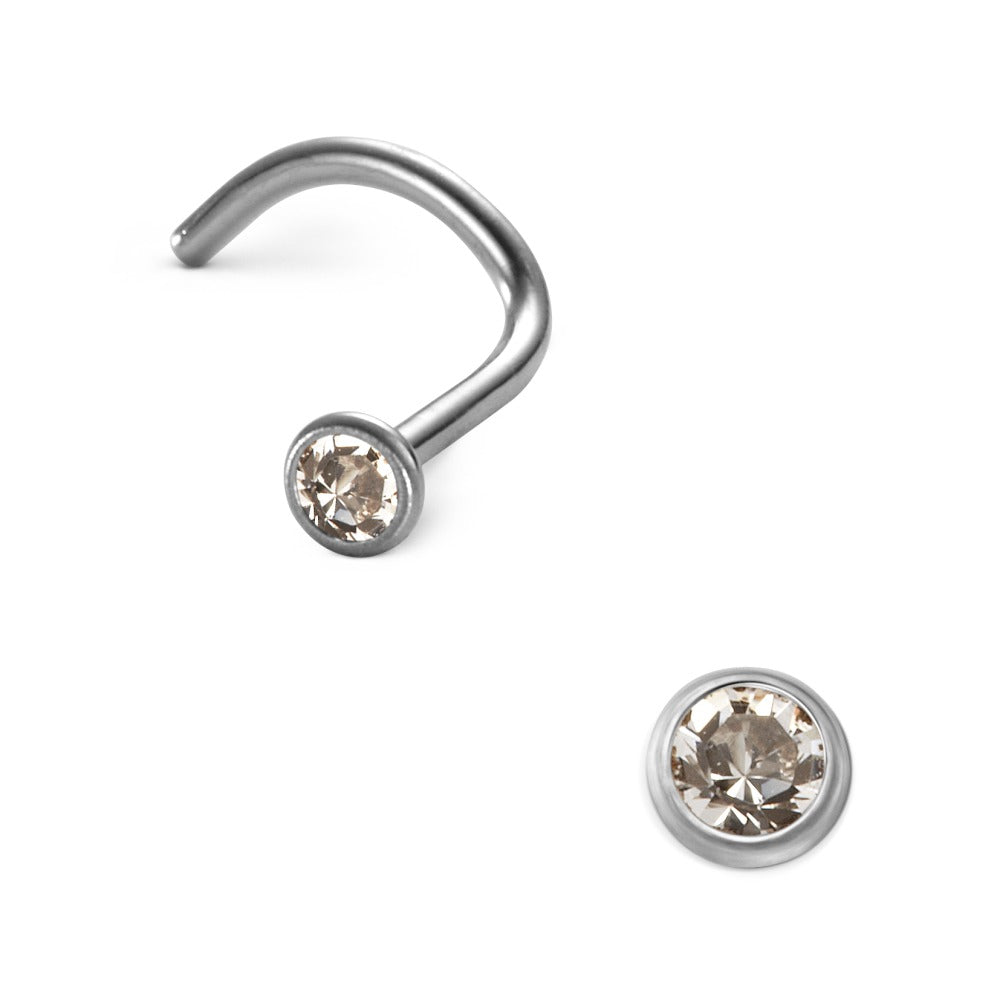 Clous de nez Titane Cristal blanc Ø2.5 mm