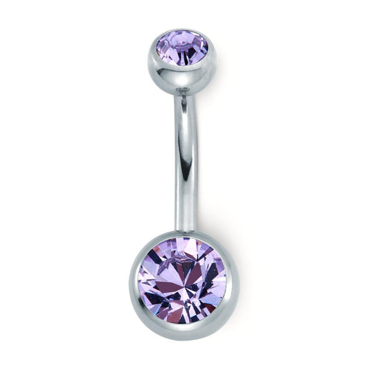 Piercing all'ombelico Acciaio inossidabile Cristallo lavanda, [rund], 6 mm