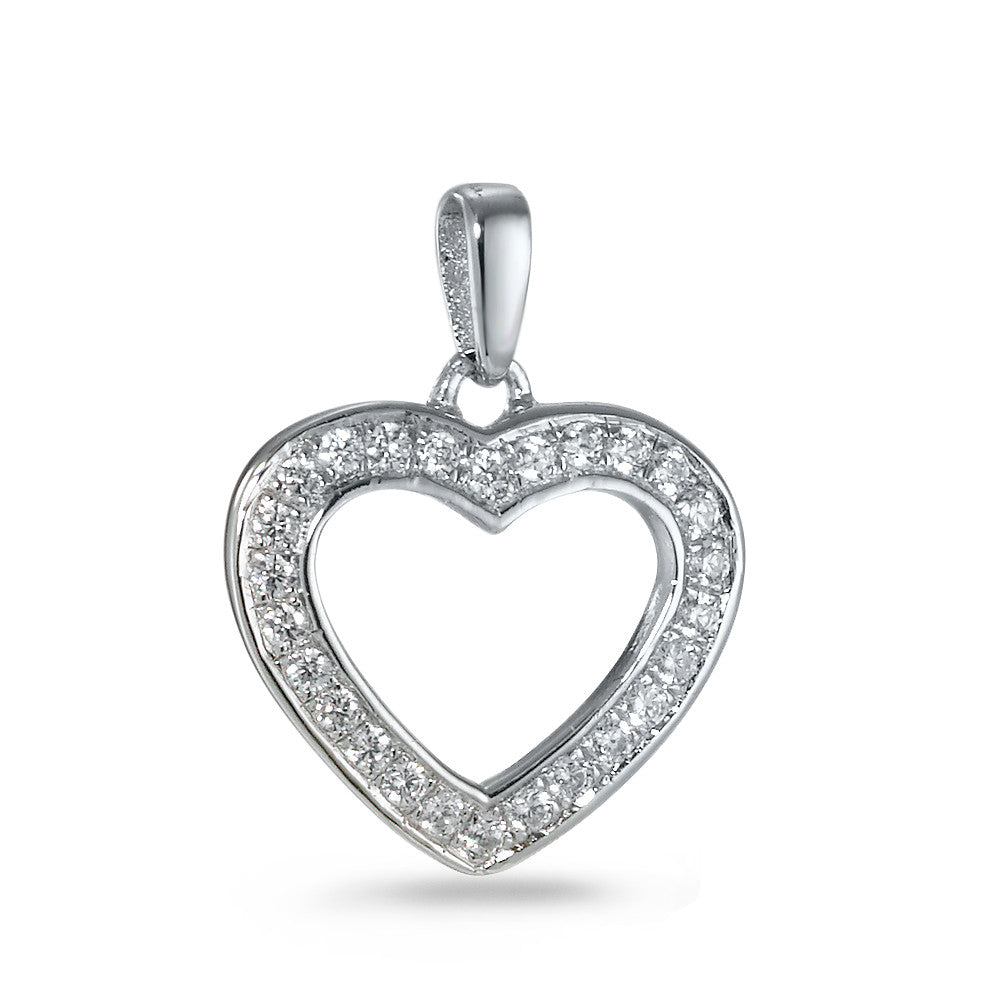 Pendentif Argent Zircone Rhodié Coeur