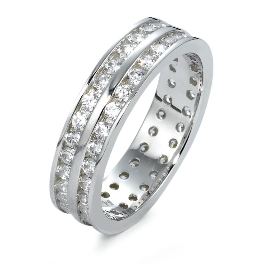 Fingerring Silber Zirkonia weiss rhodiniert