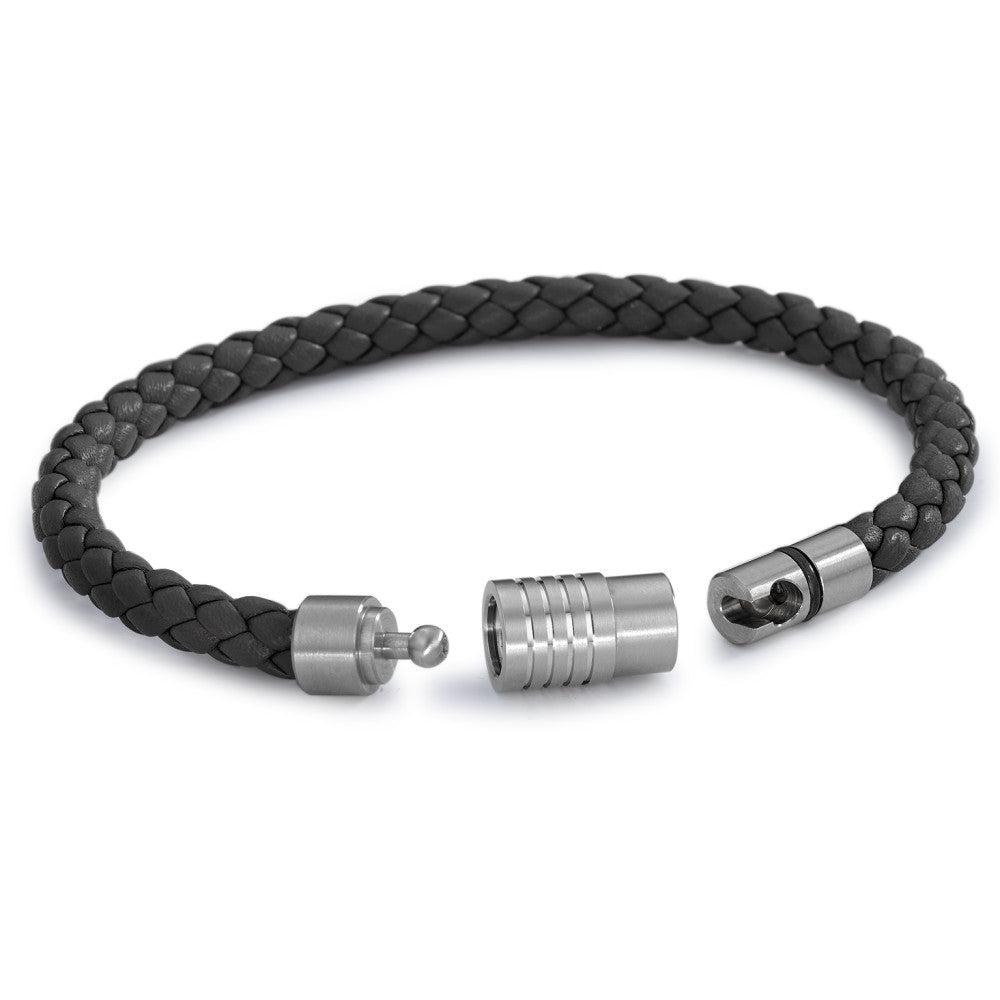 Bracelet Acier inoxydable, Cuir 17 cm Ø6.5 mm