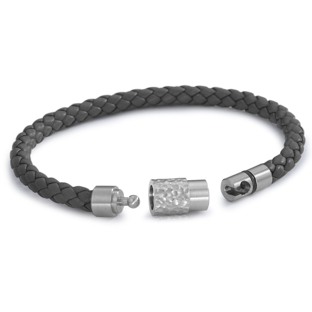 Bracciale Acciaio inossidabile, Pelle 18 cm Ø6.5 mm