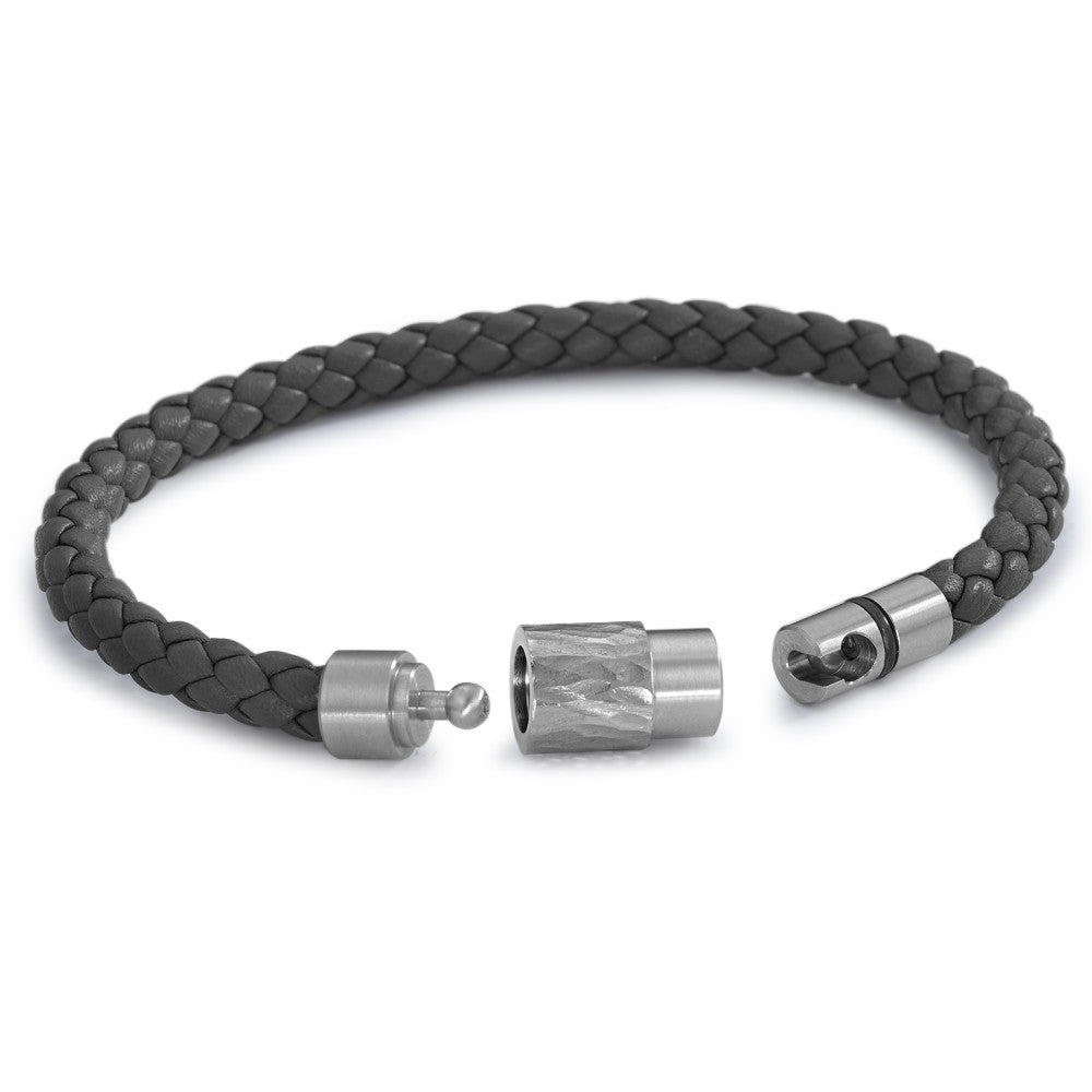 Bracelet Acier inoxydable, Cuir 19 cm Ø6.5 mm