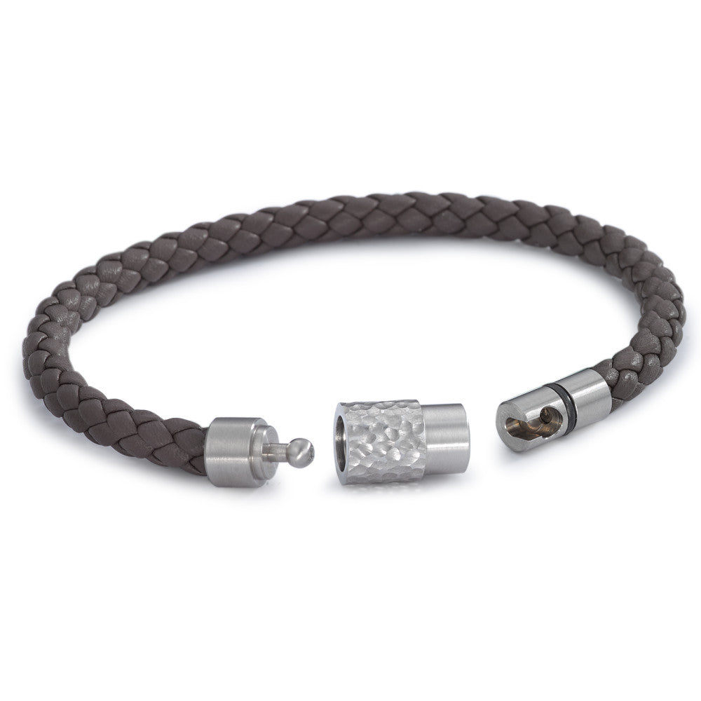 Bracelet Acier inoxydable, Cuir 19 cm Ø6.5 mm