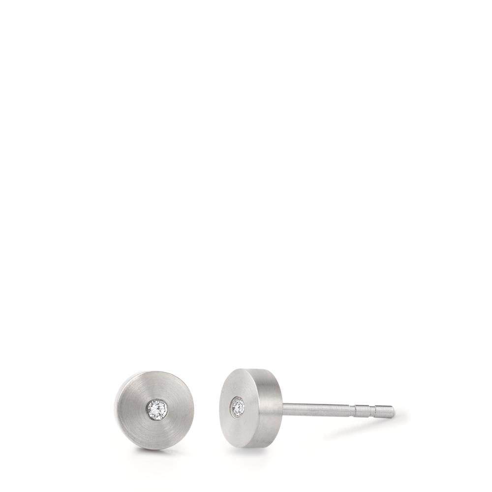 Clous d'oreilles Acier inoxydable Diamant 0.024 ct, 2 Pierres, tw-si Ø5 mm