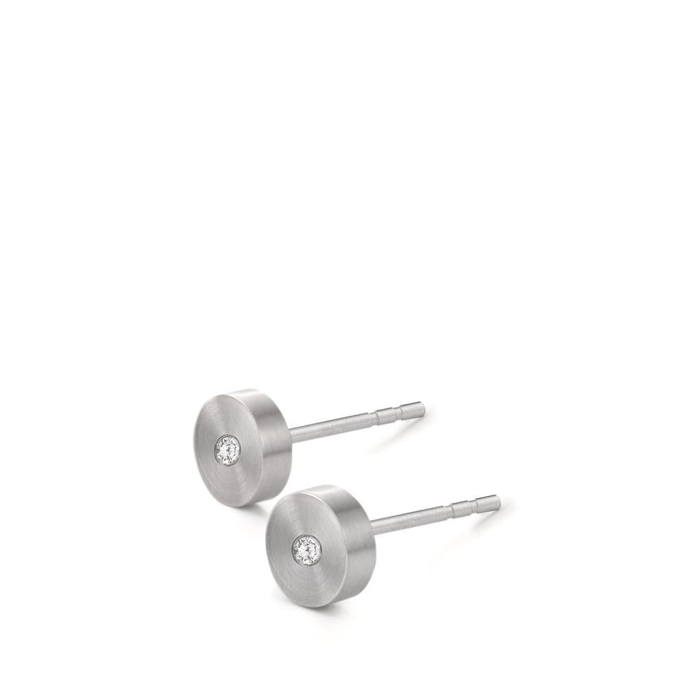 Clous d'oreilles Acier inoxydable Diamant 0.024 ct, 2 Pierres, tw-si Ø5 mm