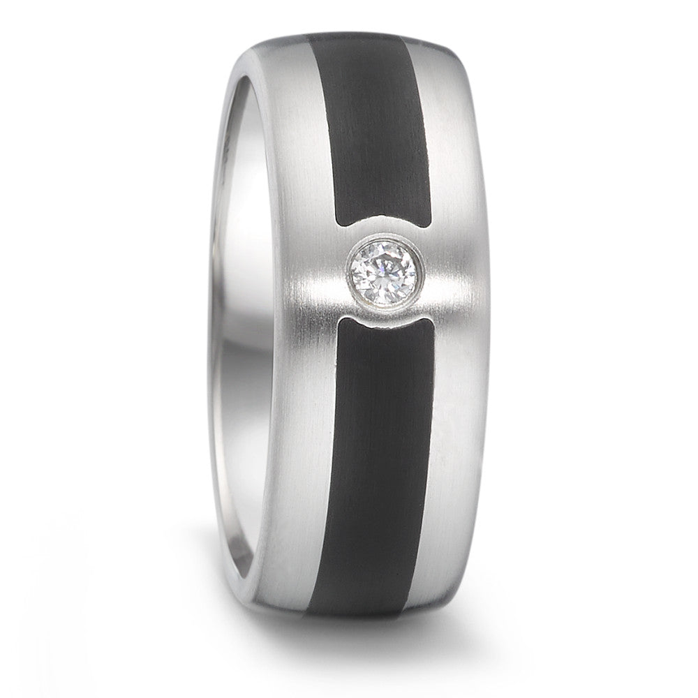 Partnerring Edelstahl, Keramik Diamant 0.06 ct, tw-si