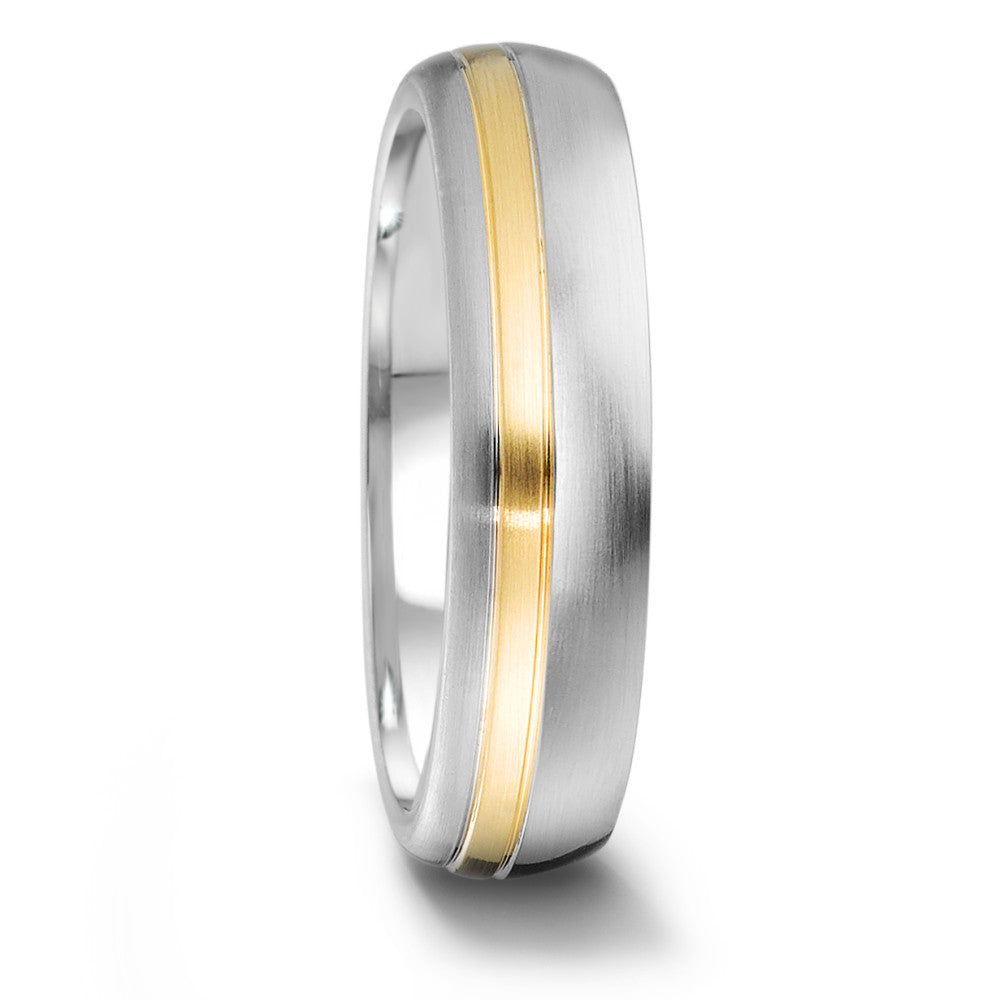 Partnerring Edelstahl mit 750/18 K Gelbgold, 6 x 2 mm