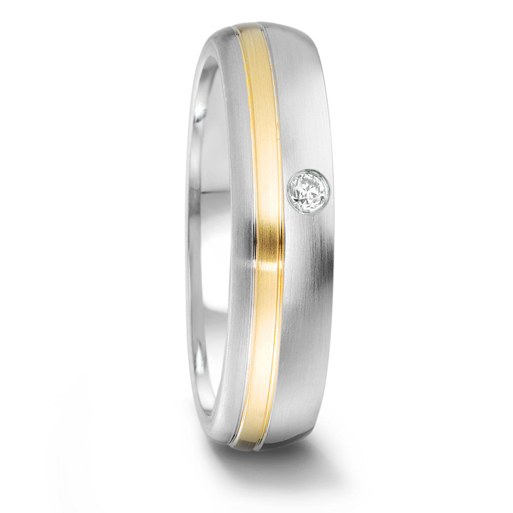 Partnerring Edelstahl, 750/18 K Gelbgold Diamant 0.04 ct, tw-si