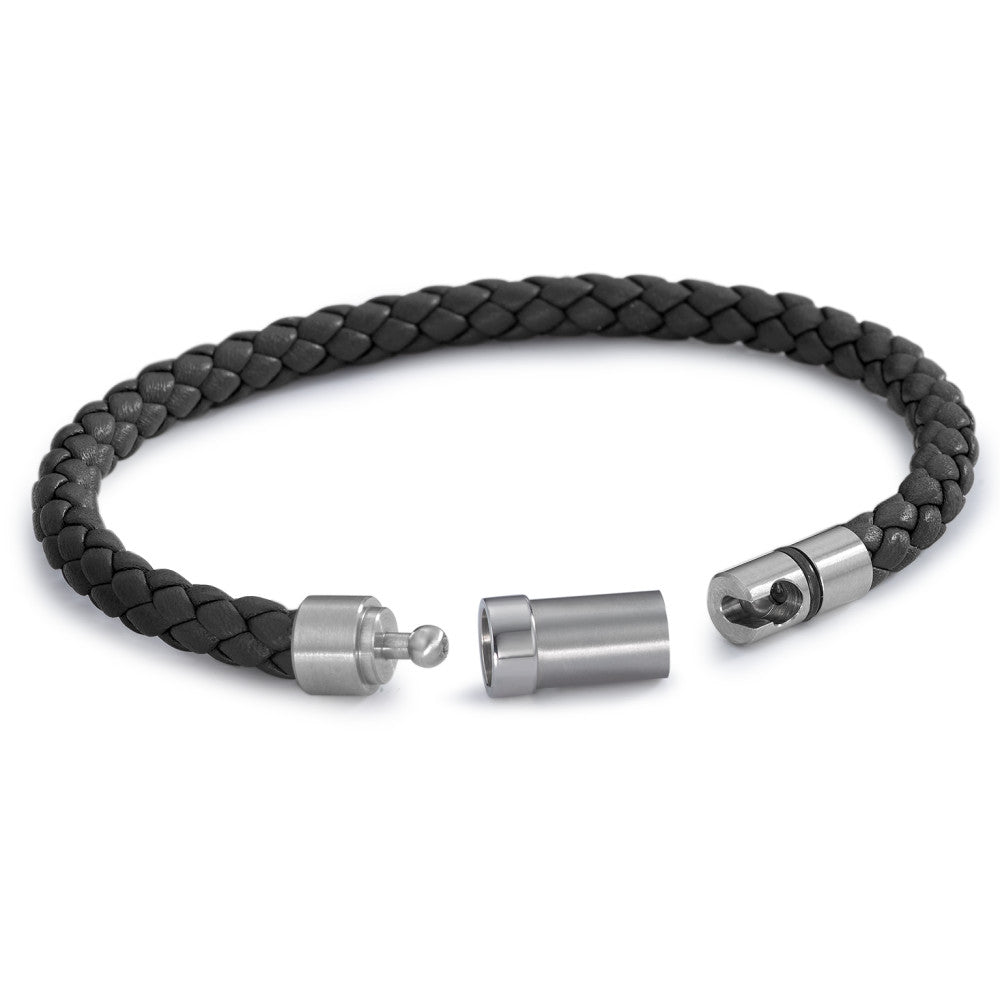 Bracelet Acier inoxydable, Cuir 18 cm Ø6.5 mm