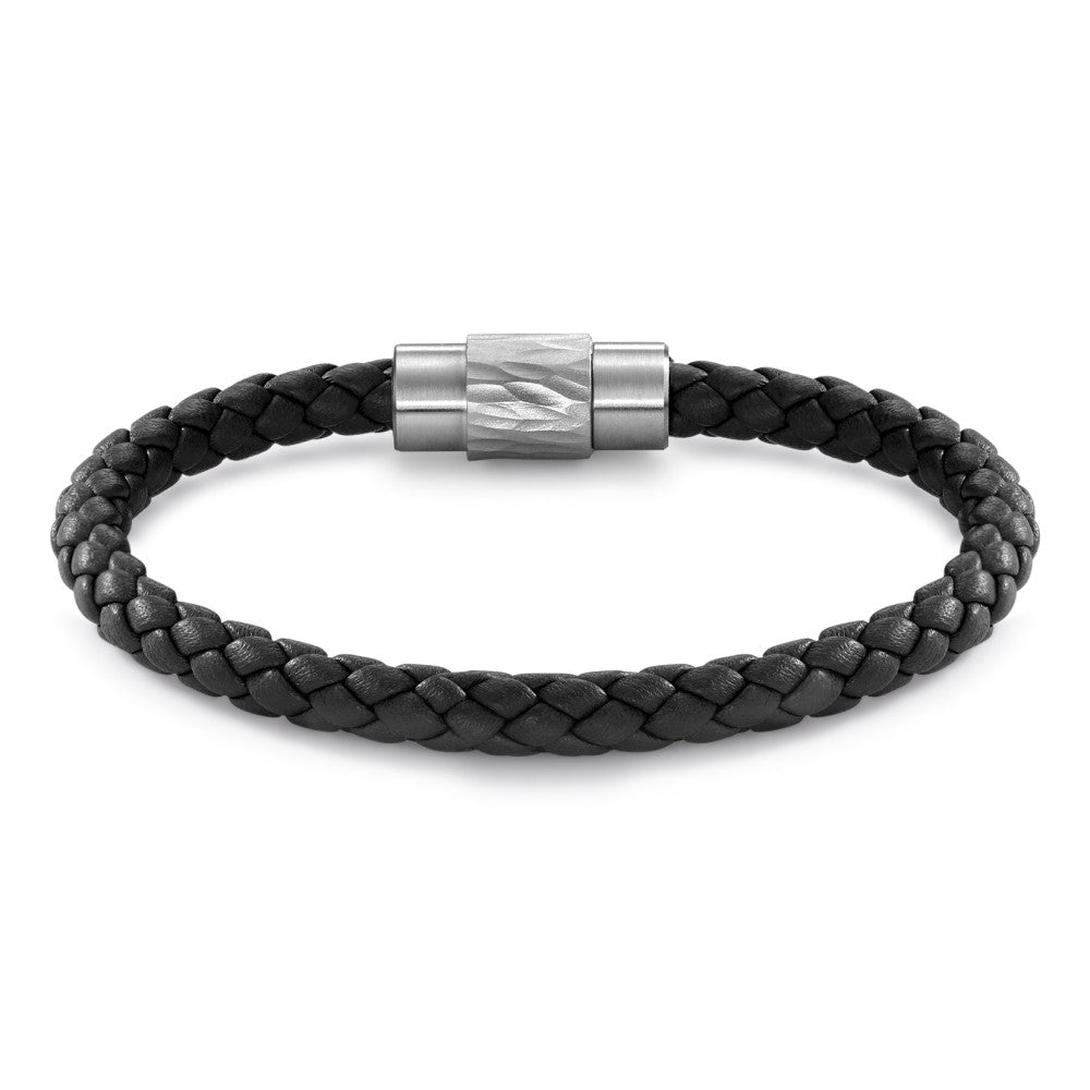 Bracciale Acciaio inossidabile, Pelle 18 cm Ø6.5 mm