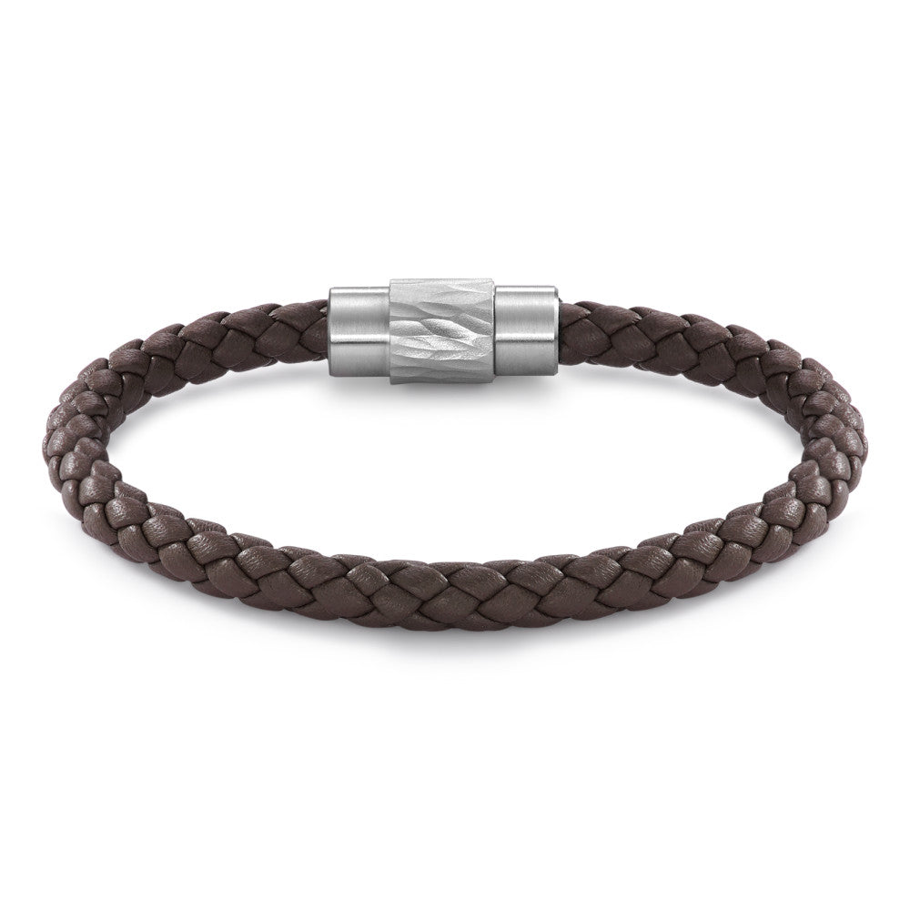 Bracciale Acciaio inossidabile, Pelle 21 cm Ø6.5 mm