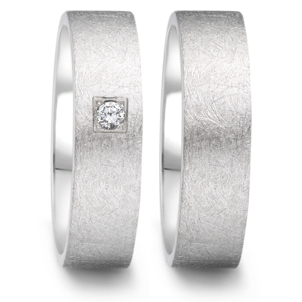 Partnerring Edelstahl Diamant 0.06 ct, tw-si