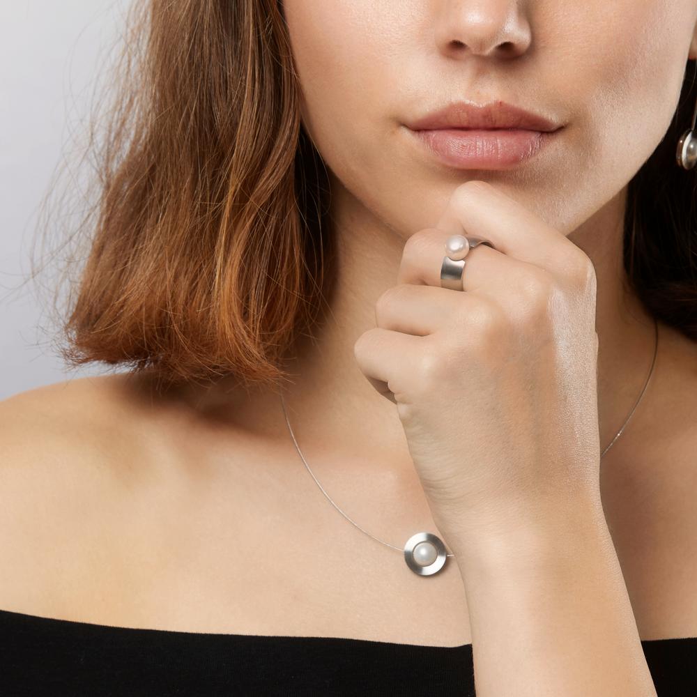 Pendant d'oreilles Acier inoxydable perle d'eau douce