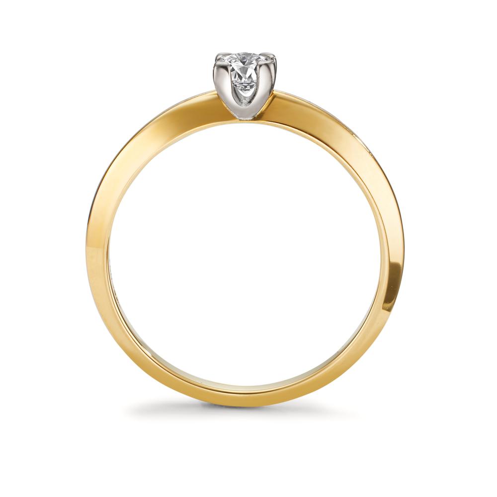 Solitär Ring 750/18 K Gelbgold Diamant 0.30 ct, w-si bicolor