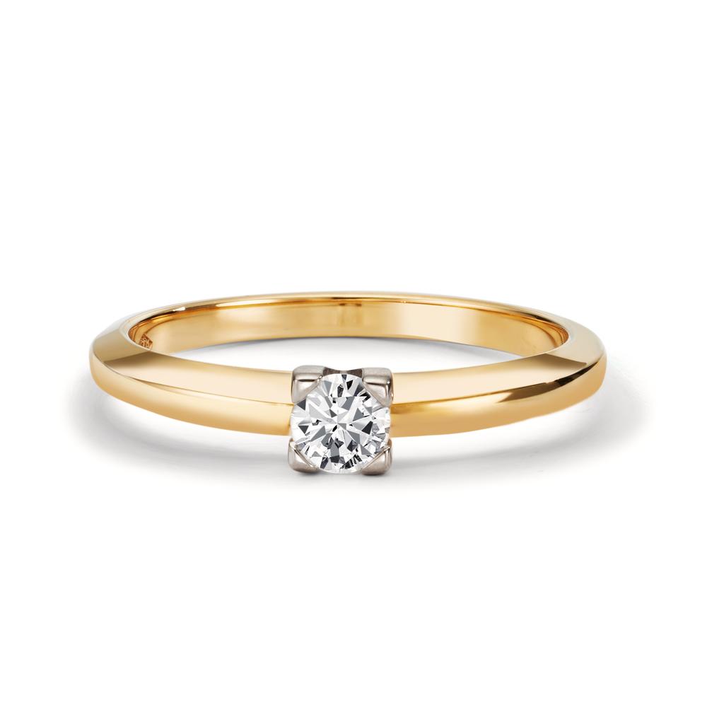 Solitär Ring 750/18 K Gelbgold Diamant 0.30 ct, w-si bicolor