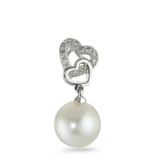 Ciondolo Oro bianco 375/9K Diamante 0.048 ct, w-si Perla coltivata d'acqua dolce