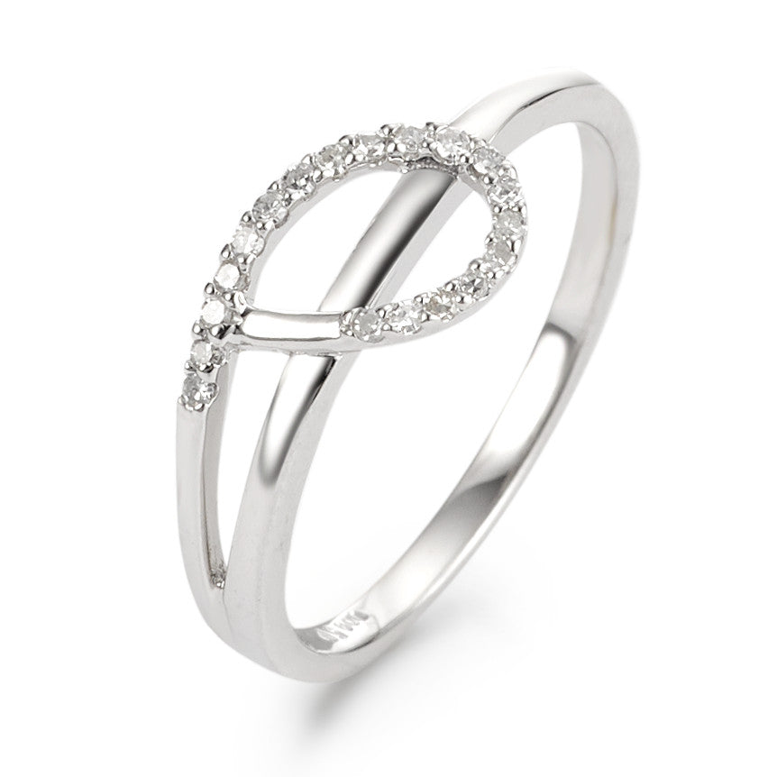 Fingerring 750/18 K Weissgold Diamant 0.095 ct, 19 Steine, w-si