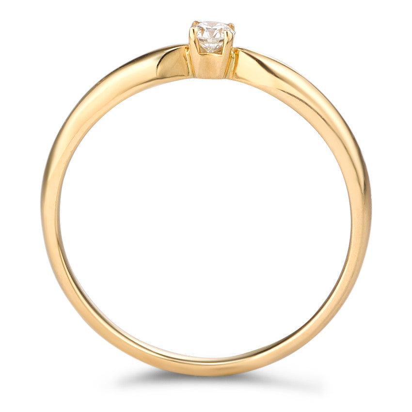 Solitär Ring 750/18 K Gelbgold Diamant 0.10 ct, w-si