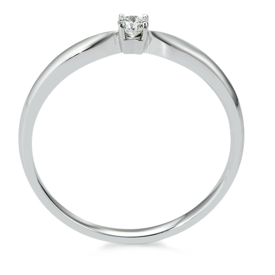 Solitär Ring 750/18 K Weissgold Diamant 0.10 ct, w-si