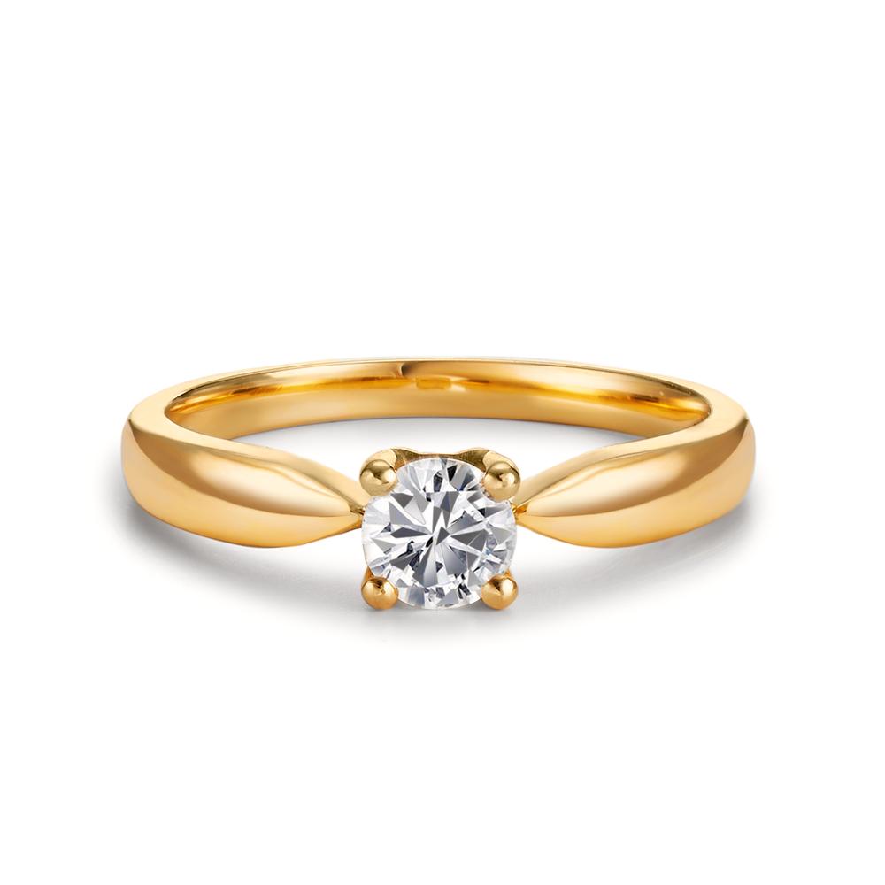 Solitär Ring 750/18 K Gelbgold Diamant 0.40 ct, w-si