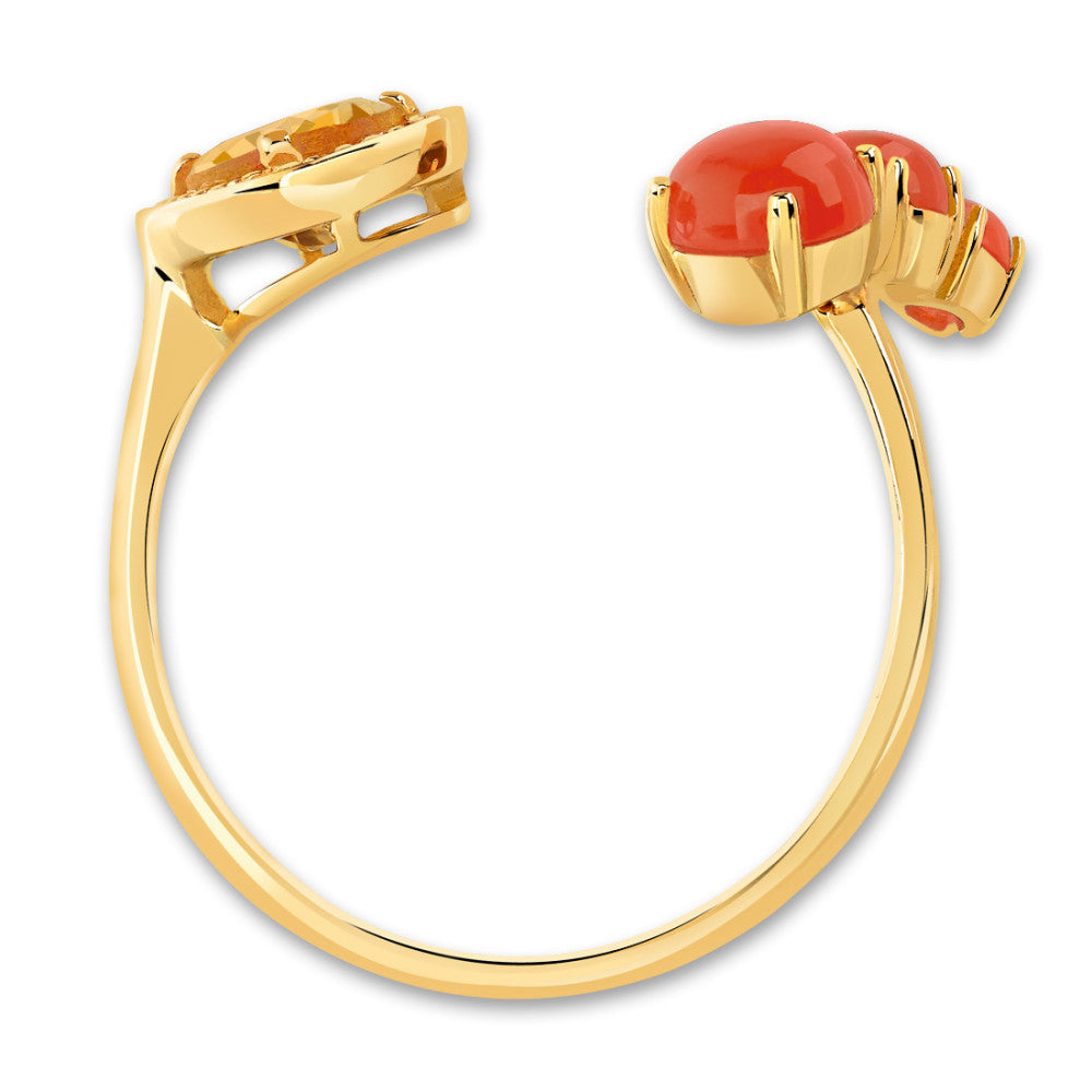 Bague or 375 citrine/cornaline