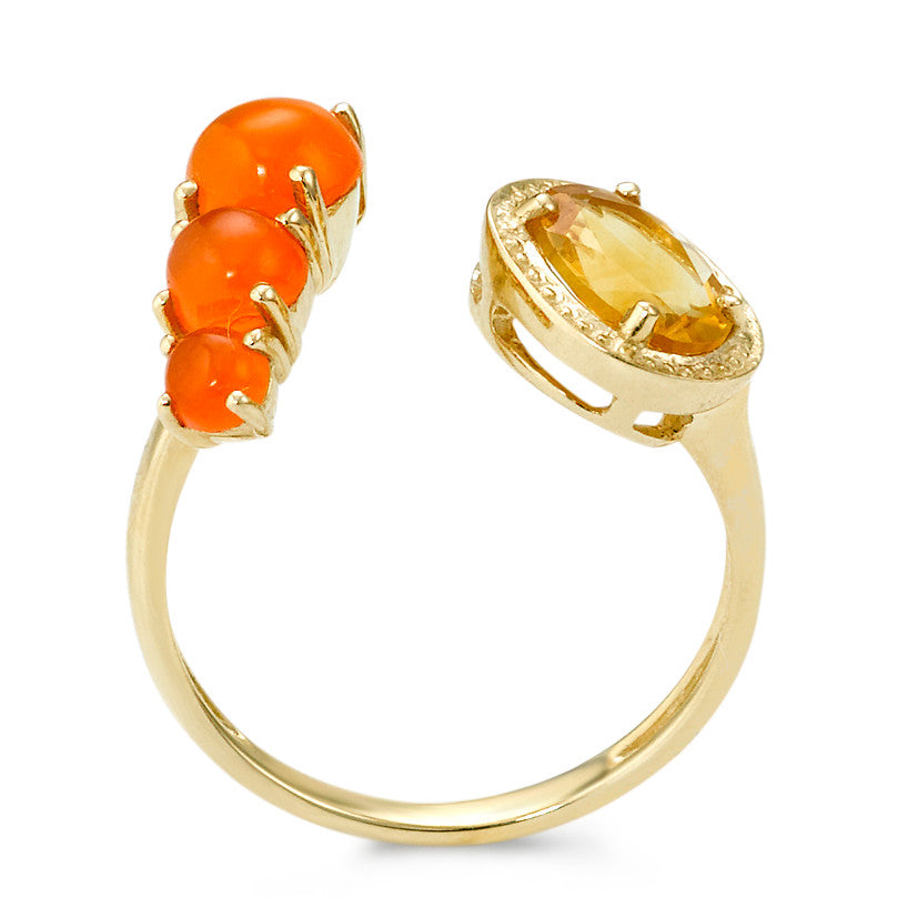 Bague or 375 citrine/cornaline