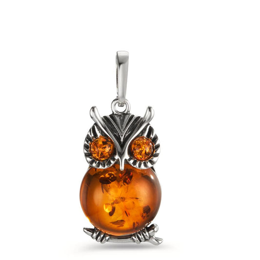 Pendentif 925 ambre hibou