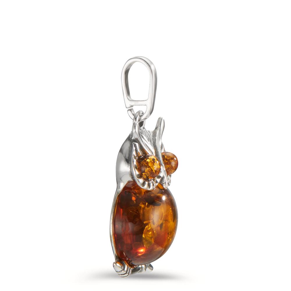 Pendentif 925 ambre hibou