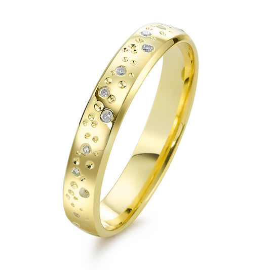 Fingerring 750/18 K Gelbgold Diamant 0.13 ct, 24 Steine, w-si Stern