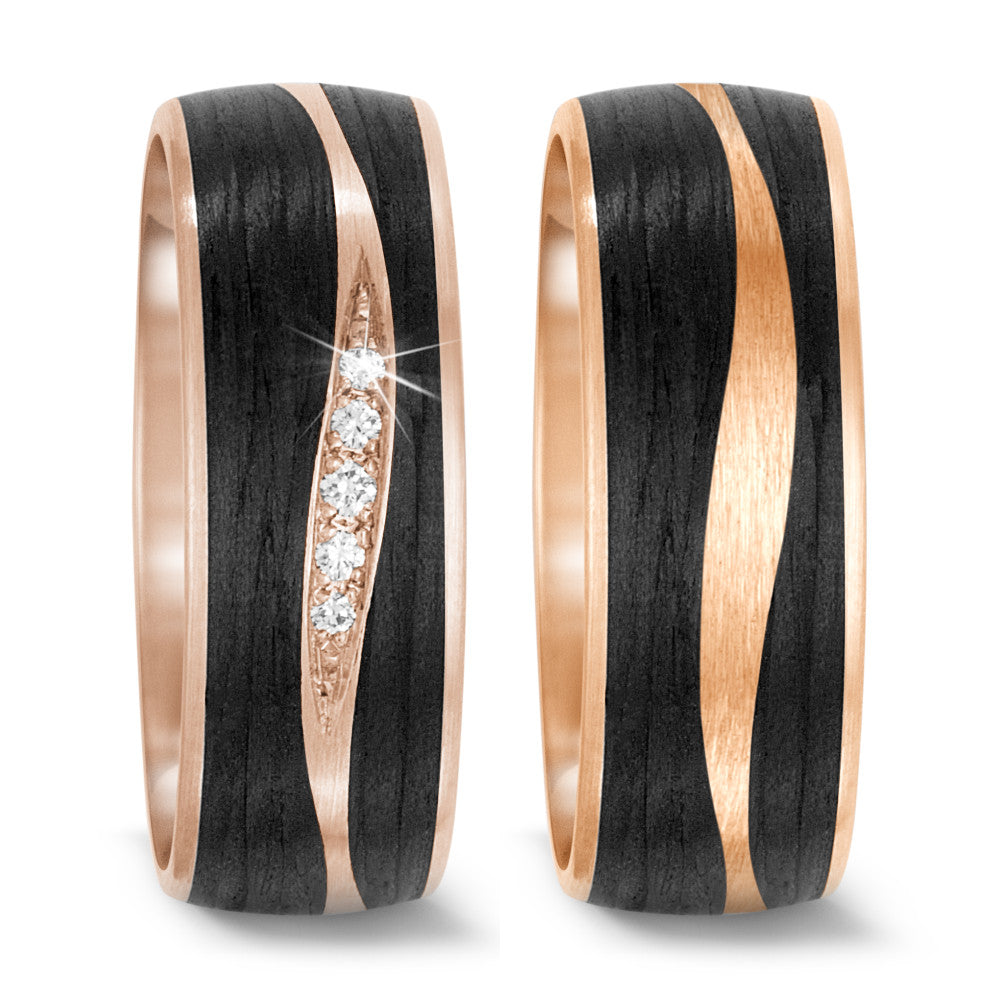 Partnerring 750/18 K Rosegold, Carbon