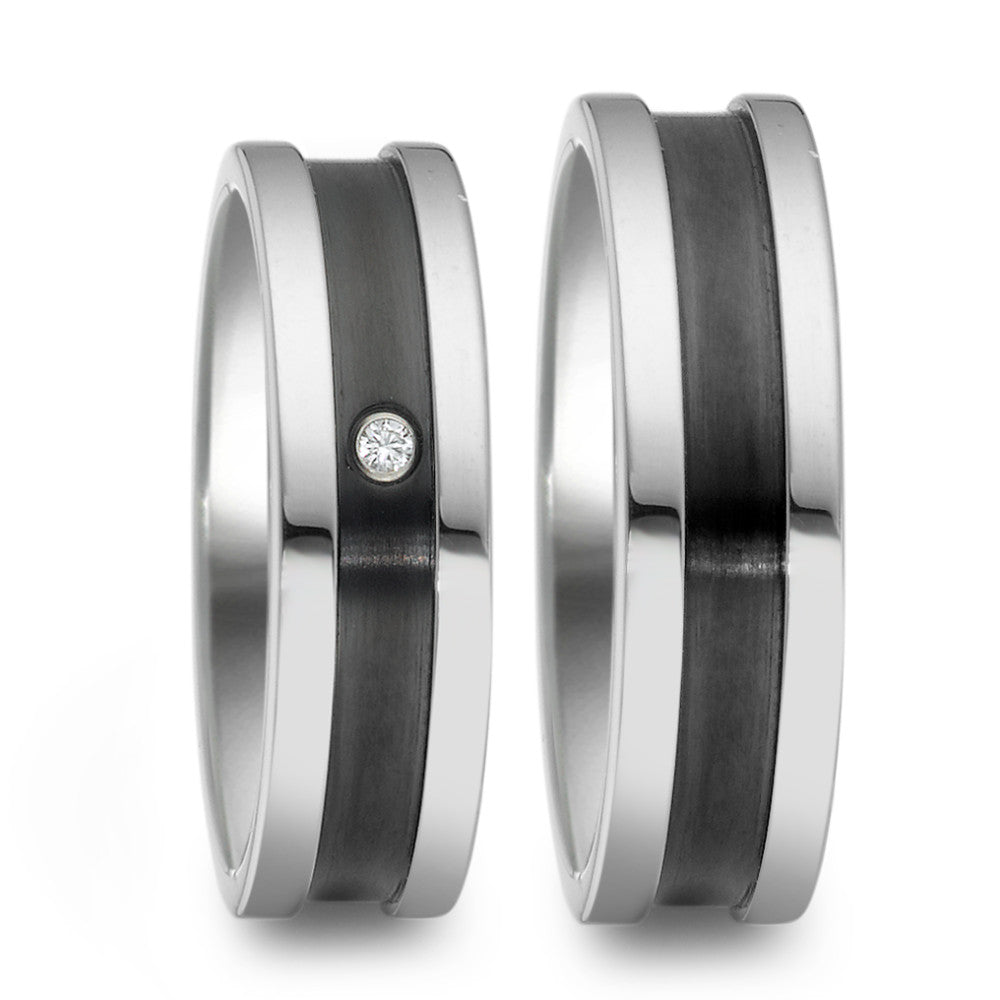 Partnerring Edelstahl Zirkonia