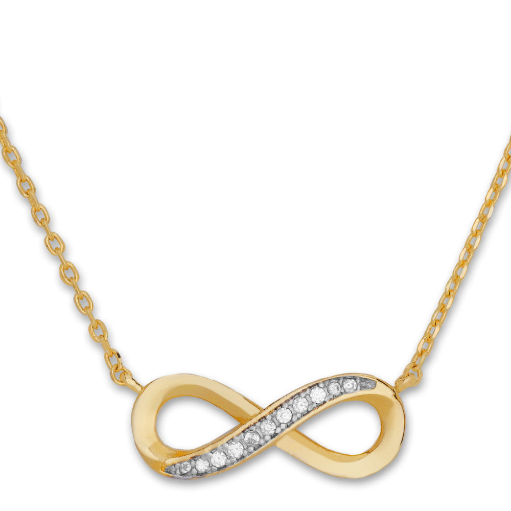 Collana AM doppio Zirconia dorato Infinito 40-45 cm