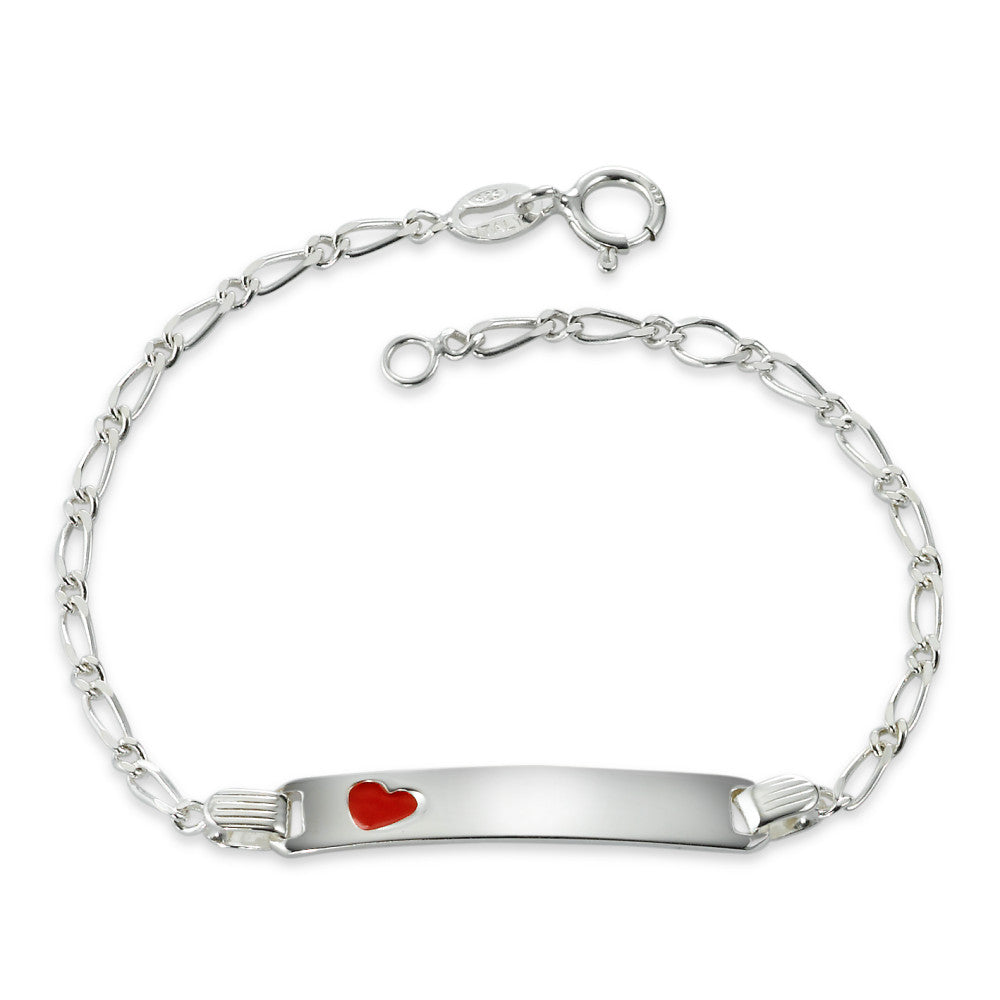 Bracciale con incisione Argento laccato Cuore 14-16 cm