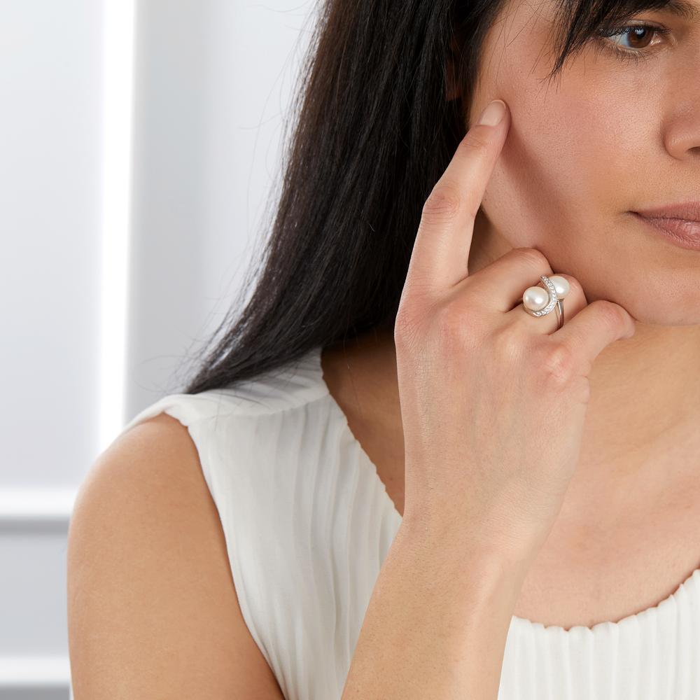 Bague argent avec perles